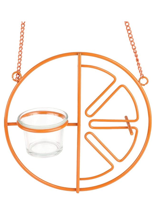 NIBEMINENT Hanging Bird Feeder with Water Glass Orange/Clear - Image 1
