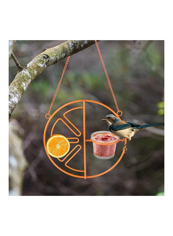 NIBEMINENT Hanging Bird Feeder with Water Glass Orange/Clear - Image 4
