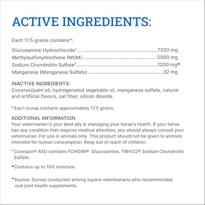 Nutramax Laboratories Optimized Pellets with MSM Joint Health Supplement for Horses - with Glucosamine and Chondroitin, 1400 Grams - Image 5