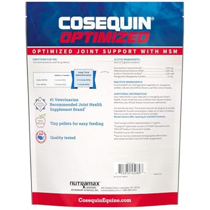Nutramax Laboratories Optimized Pellets with MSM Joint Health Supplement for Horses - with Glucosamine and Chondroitin, 1400 Grams - Image 2
