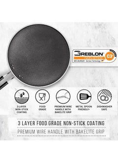 MILTON Pro cook MILTON Pro cook Black Pearl Aluminium Non Stick Flat Dosa Tawa 30 cm Gas Induction Compatible Bakelite Handle and Metal Spoon Friendly Grey 1 Years Warranty  - Image 4