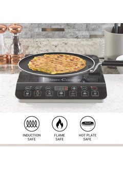 MILTON Pro cook MILTON Pro cook Black Pearl Aluminium Non Stick Flat Dosa Tawa 30 cm Gas Induction Compatible Bakelite Handle and Metal Spoon Friendly Grey 1 Years Warranty  - Image 5