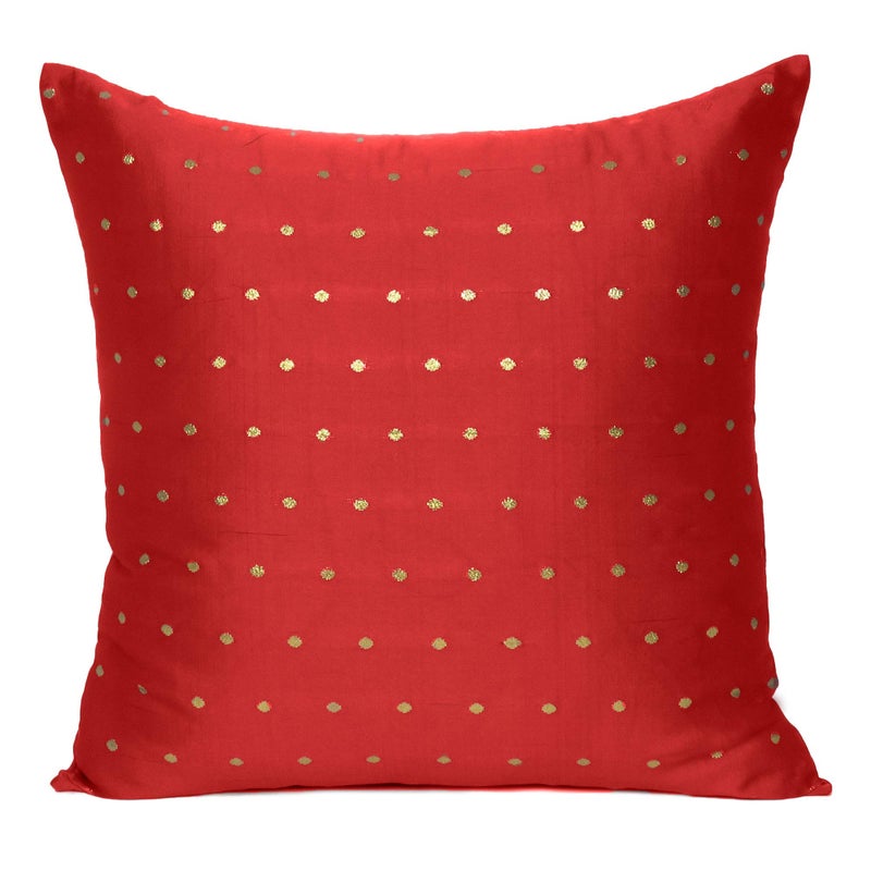 Oussum Art Silk Cushion Cover Throw Cushion Case Brocade Silky Pillow Covers Home Decor Pillow Case (Bright Red, 18 x 18) - Image 4