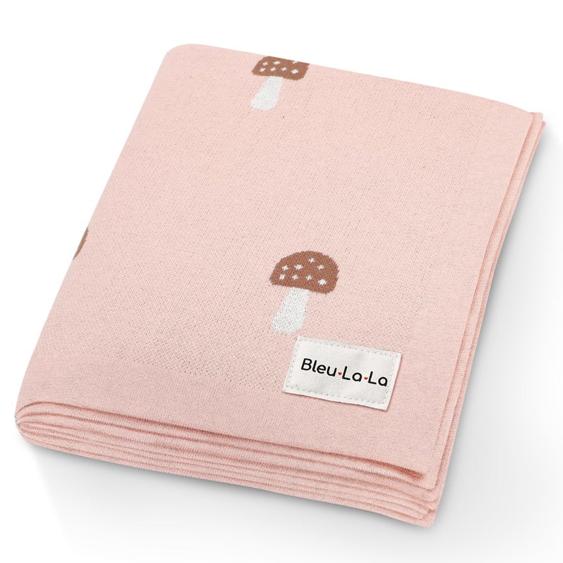 Bleu La La Swaddle Blanket for Girls 100 Cotton Buttery Soft Cozy Receiving Swaddle Crib Stroller Blanket for Shower Gift Registry for Newborns Infants Toddlers Mushroom  Pink