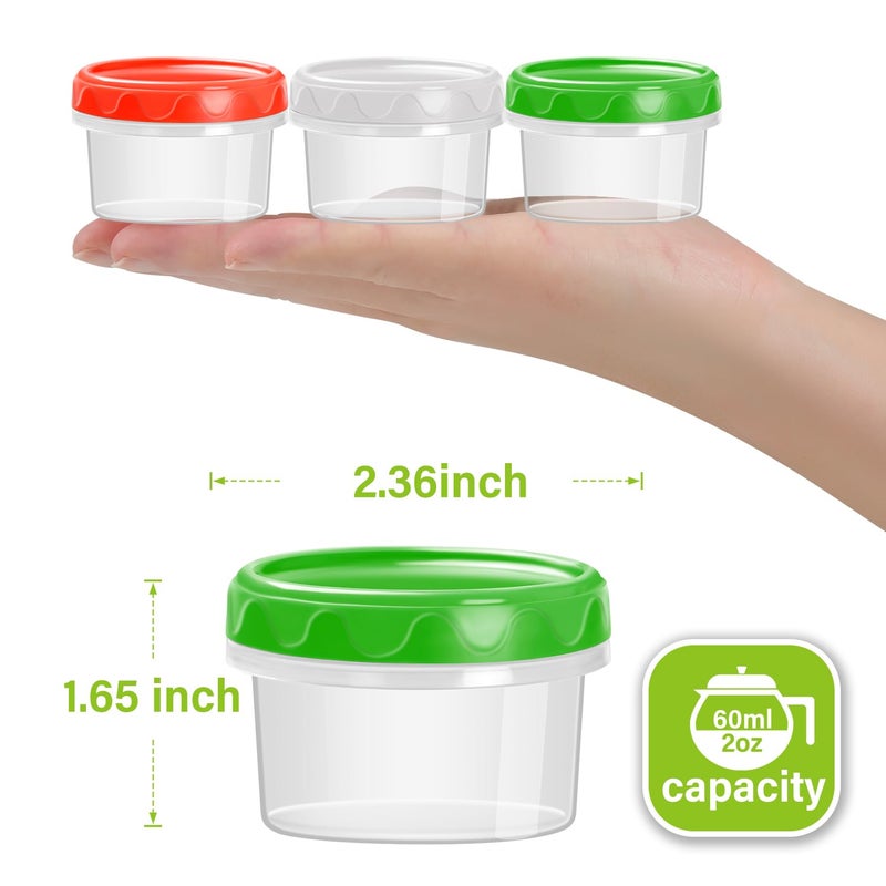 EONJOE 2 oz Plastic Containers with Lids Small Salad Dressing Container To Go Condiment Sauce Dipping Cups Jar Airtight 12-pack - Image 2