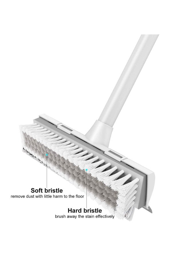 NXT Floor Scrub Brush with Long Handle - 2-in-1 Stiff Bristle Scrubber and Squeegee for Bathroom, Tile, Grout, Kitchen, Patio, and Garage - Image 2