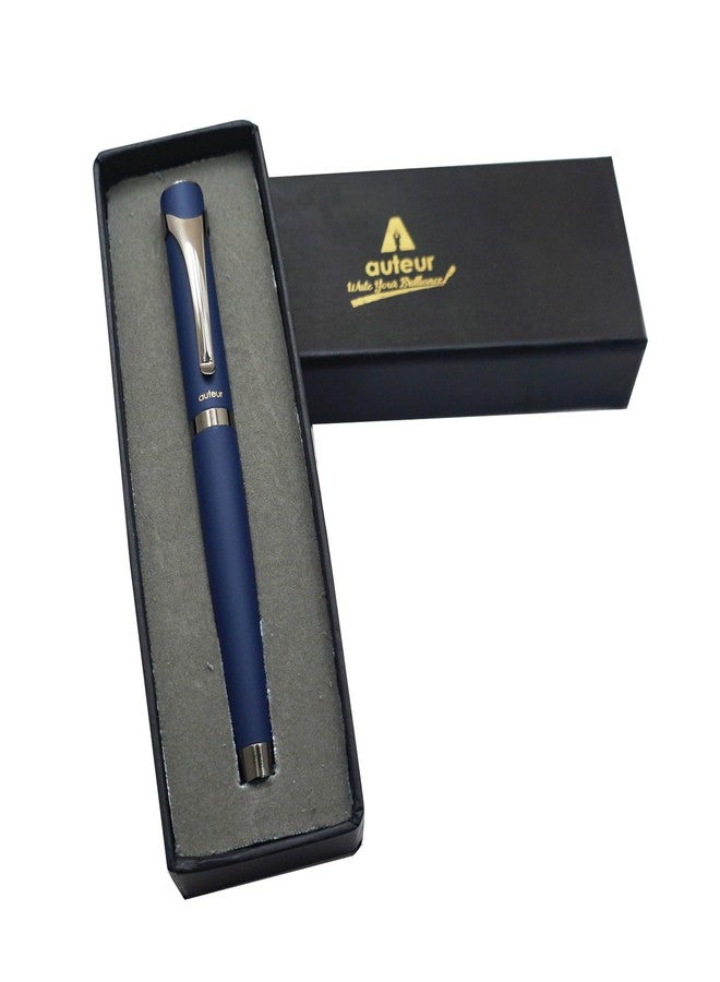 auteur Premium Blue Colour Matt Finish Signature Series With Gunmetal Trims Roller Ball Pen - Image 3