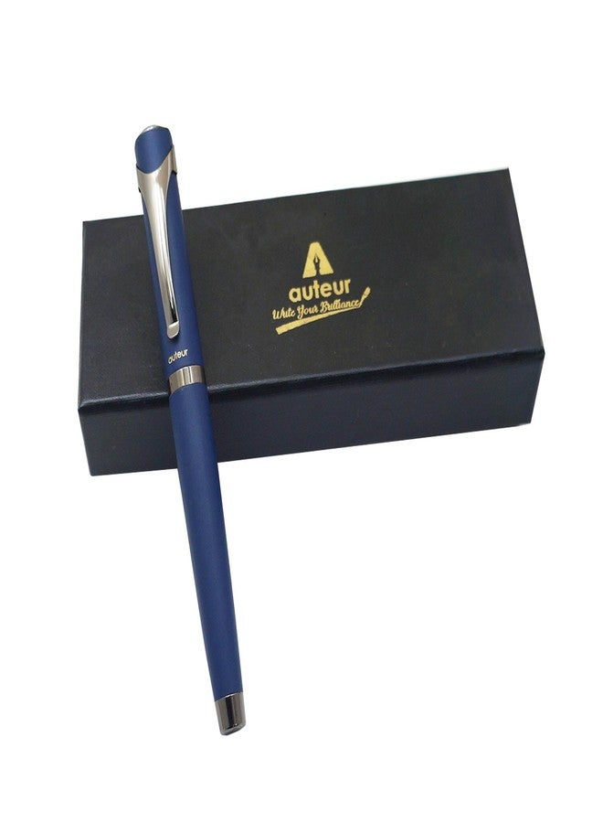 auteur Premium Blue Colour Matt Finish Signature Series With Gunmetal Trims Roller Ball Pen - Image 5