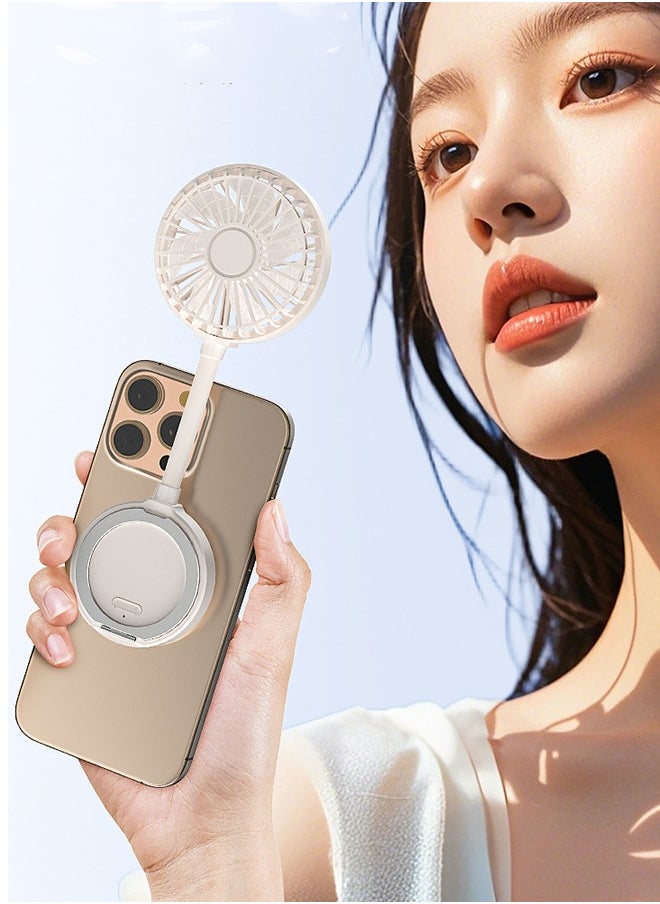Generic Magnetic Foldable Desk Fan Magnetic Handheld fan with Table Phone holder USB Powered Mini Fan Rechargeable Table Small Fan Handheld Portable Hand fan Fan Turbo fan for Computer Yoga Studio  - Image 1