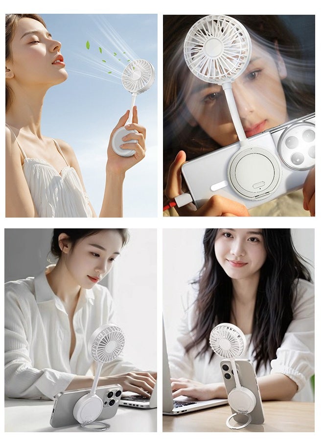 Generic Magnetic Foldable Desk Fan Magnetic Handheld fan with Table Phone holder USB Powered Mini Fan Rechargeable Table Small Fan Handheld Portable Hand fan Fan Turbo fan for Computer Yoga Studio  - Image 2