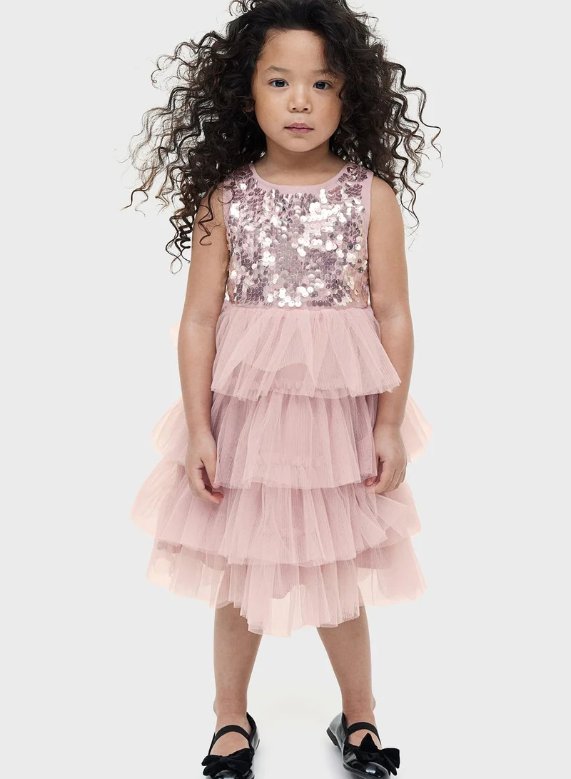 H&M Kids Sequined Tulle Midi Dress