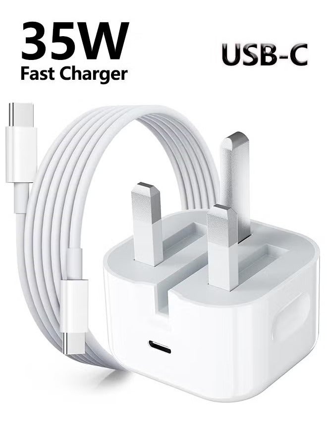 35W Type C Fast Charger, USB C Wall Fast Charger with 1M USB C Cable , Foldable iPhone Charger Type C Plug For Samsung S24 Ultra/Samsung S25Ultra/ iPhone 16 /iPhone 15/Honor/Motorola/iPad Pro/AirPod