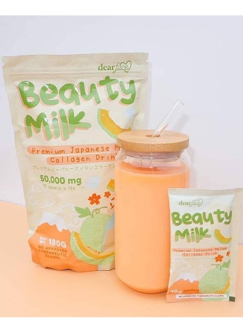 Dear Face Beauty Milk – Anti-Aging & Skin Radiance Collagen Drink (10 Sachets x 18g) - Image 2