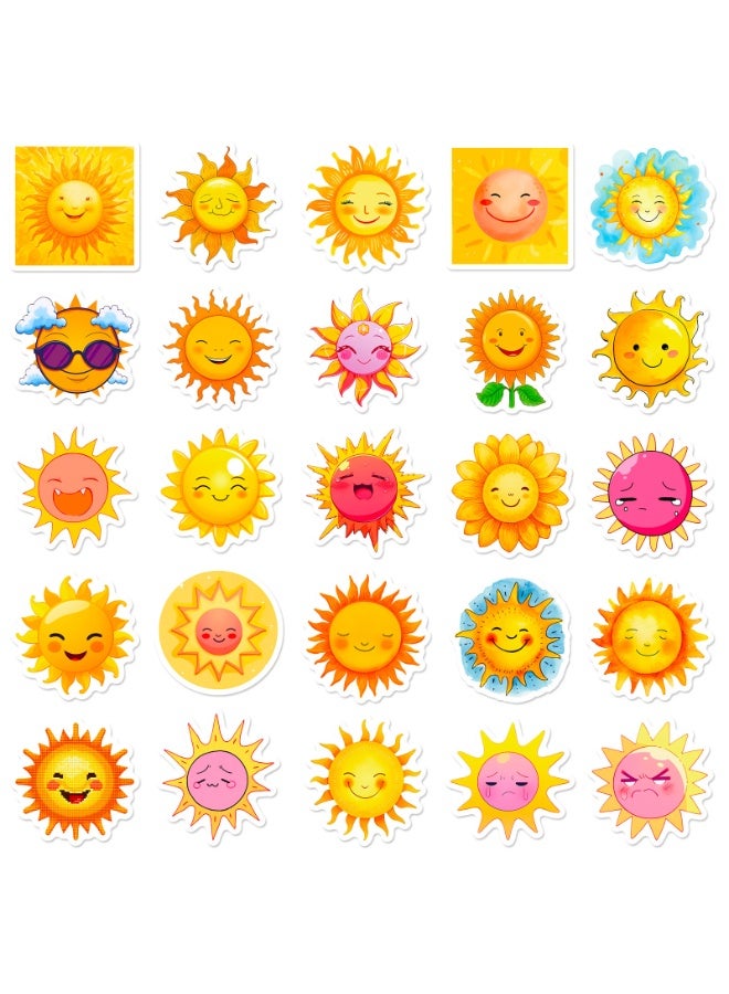 NIBEMINENT 50 Pcs Cartoon Sun Deco Kit Waterproof Stickers, High Definition Printing Bright Colors, Suitable for Laptop Skateboard Luggage Water Bottle Guitar DIY - Image 3