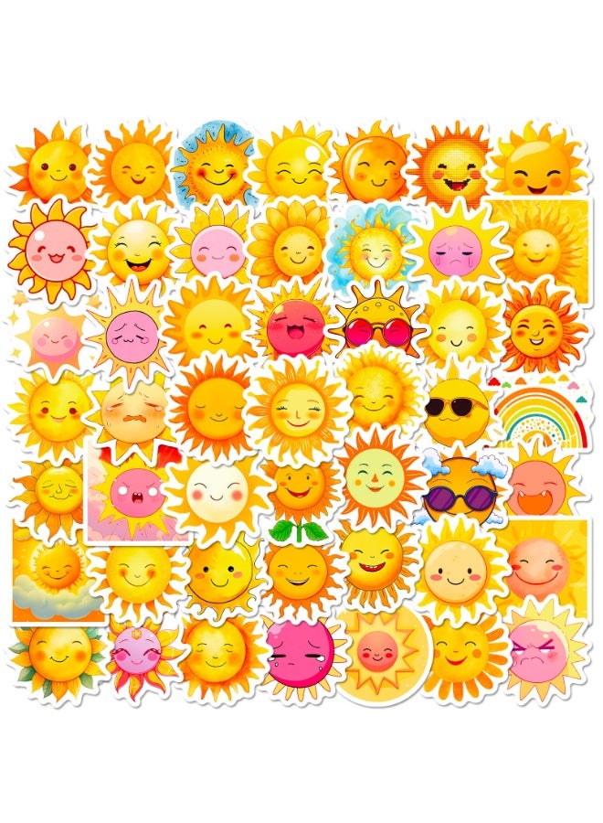 NIBEMINENT 50 Pcs Cartoon Sun Deco Kit Waterproof Stickers, High Definition Printing Bright Colors, Suitable for Laptop Skateboard Luggage Water Bottle Guitar DIY - Image 2