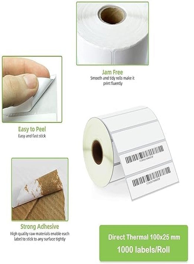 Semana Direct Thermal Barcode Label 100x25 mm,4X1 inch,1Up,1000 Labels per Roll; Self Adhesive Paper Label Designed for Small Thermal Printers; (Pack of 4 Rolls (4000 Labels)) - Image 3