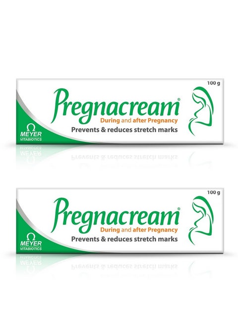 Pregnacream - Stretch Mark Cream With Aloe Vera, Vitamin A & E For Reducing Stretch Marks During & After Pregnancy - Pack Of 2 (100G Each)