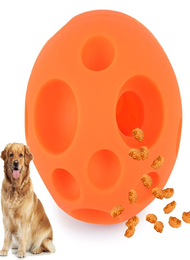 VEEBELL Evan Dog Toy Balls, 5 Inch Treat Tricky Ball Food Dispensing Toys Tricky Fun Interactive Dog Toy Food Dispenser Toy Puzzle Toy Ball Dog Chew Toys Ball for Large Medium Slow Feeder Dog Bowls（Orange） - Image 1