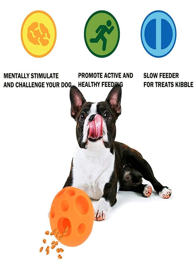 VEEBELL Evan Dog Toy Balls, 5 Inch Treat Tricky Ball Food Dispensing Toys Tricky Fun Interactive Dog Toy Food Dispenser Toy Puzzle Toy Ball Dog Chew Toys Ball for Large Medium Slow Feeder Dog Bowls（Orange） - Image 3