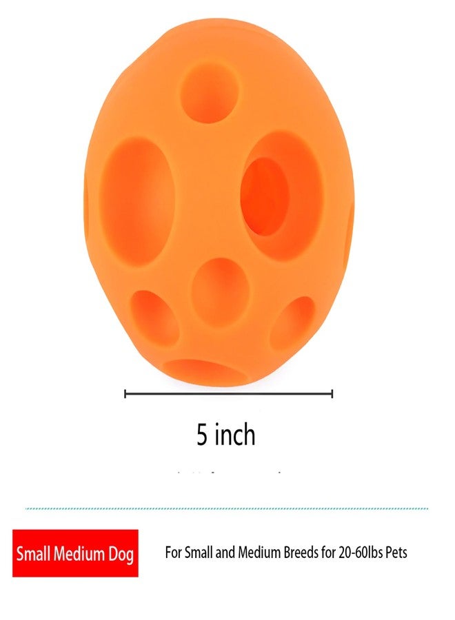 VEEBELL Evan Dog Toy Balls, 5 Inch Treat Tricky Ball Food Dispensing Toys Tricky Fun Interactive Dog Toy Food Dispenser Toy Puzzle Toy Ball Dog Chew Toys Ball for Large Medium Slow Feeder Dog Bowls（Orange） - Image 2