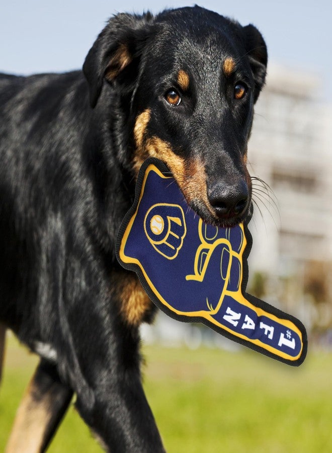 بتس فيرست لعبة Pets First لمحبي فريق ميلووكي بريورز من دوري البيسبول الرئيسي. أفضل لعبة رياضية للكلاب، تتميز بحواف مخيطة بخياطة مزدوجة ومصنوعة من النايلون المتين، ومحشوة بحشوة بوليستر قابلة للمضغ وصفارة داخلية. - Image 3