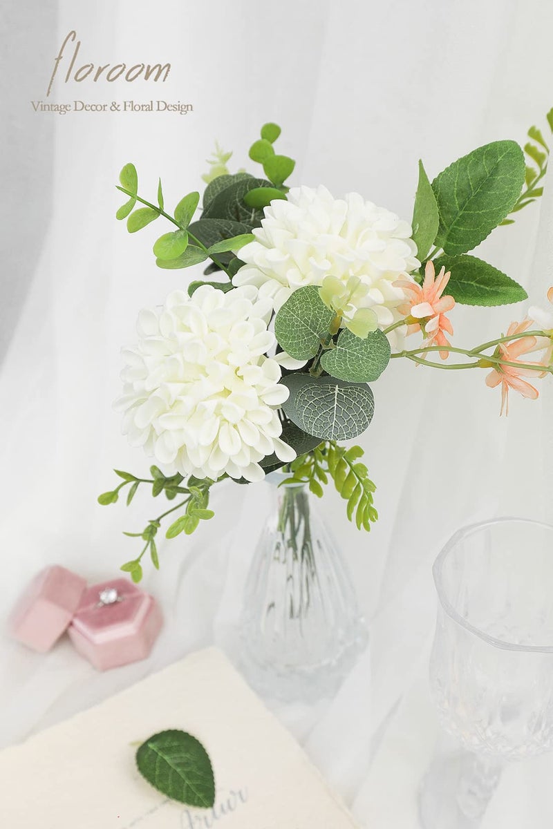 Floroom Artificial Dahlia Flowers 25pcs Real Looking Ivory Foam Fake Roses with Stems for DIY Wedding Bouquets White Bridal Shower Centerpieces Floral Arrangements Party Tables Home Decoration - Image 3