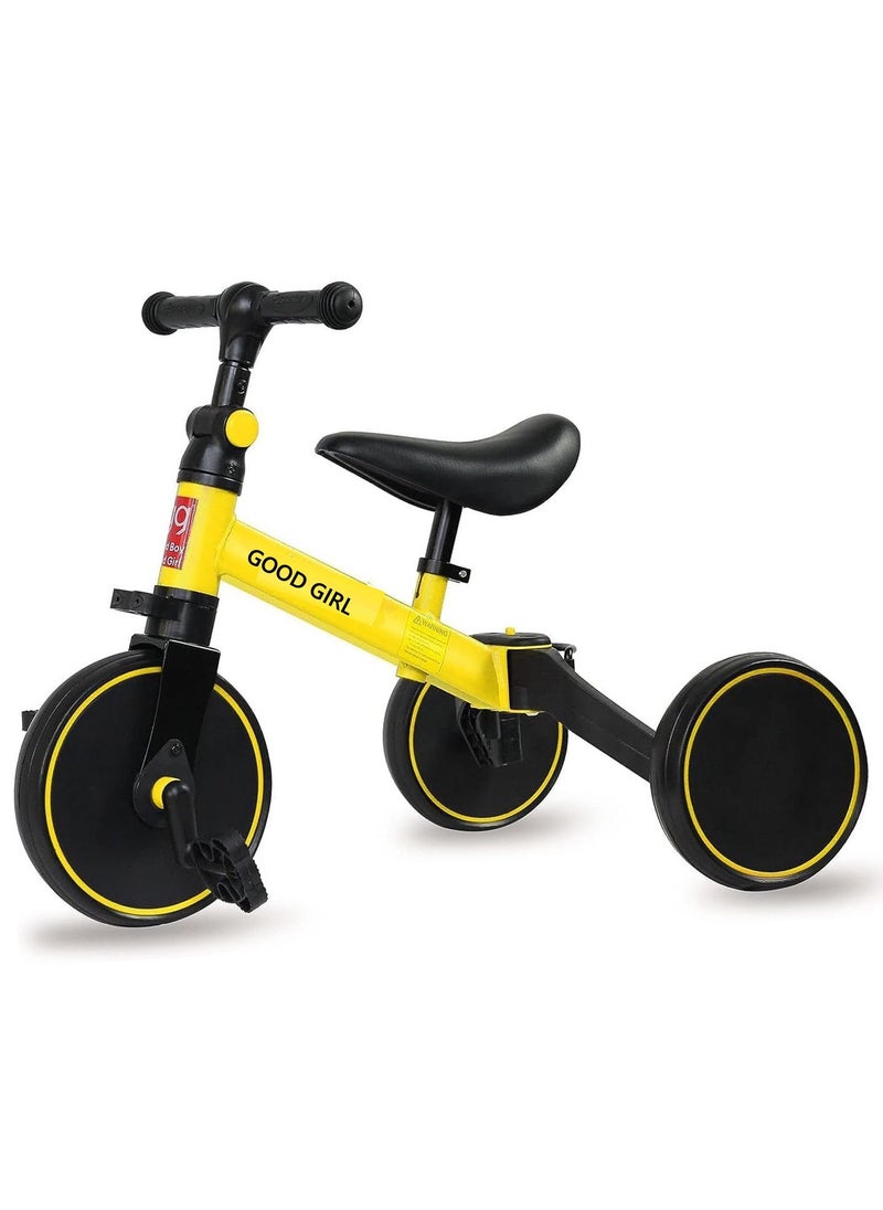FEND 4 In 1 Kids Tricycles Toddlers Trike with Adjustable Seat for Indoor and Outdoor Girls and Boys Yellow  - Image 1