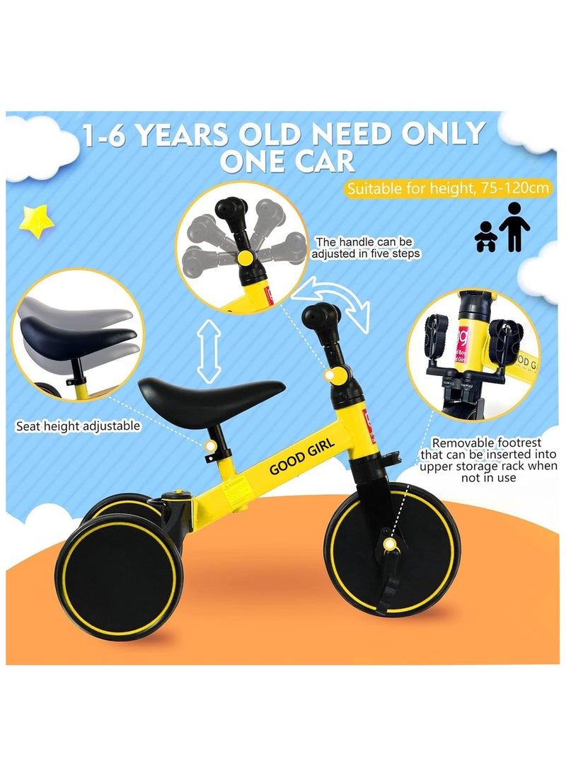 FEND 4 In 1 Kids Tricycles Toddlers Trike with Adjustable Seat for Indoor and Outdoor Girls and Boys Yellow  - Image 3