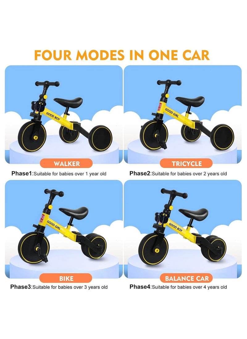 FEND 4 In 1 Kids Tricycles Toddlers Trike with Adjustable Seat for Indoor and Outdoor Girls and Boys Yellow  - Image 5