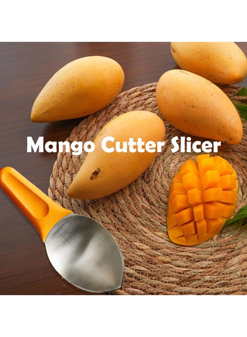 SYOSI Mango Slicer, Mango Cutter Mango Splitter to Separate the pulp Watermelon Cutter Home Fruit Slicer with Non-Slip Handle for Split Mango/Watermelon/Avocado (Orange) - Image 2