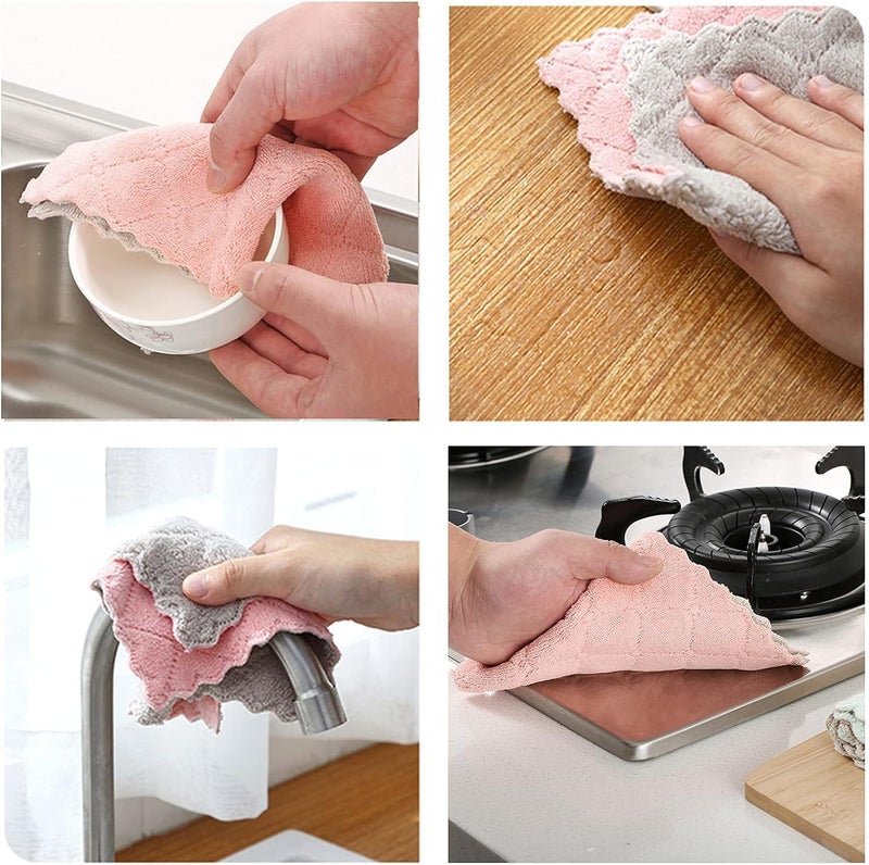 SAOYOAS 24 Pack Kitchen Cloth, Microfiber Dish Towels Washcloths, Super Absorbent Coral Velvet Dishtowels, Premium Cleaning Cloths,Non-Stick Oil Quick Dry Dish Towels, Soft Tea Towels, Table Cleaning Cloths. - Image 3