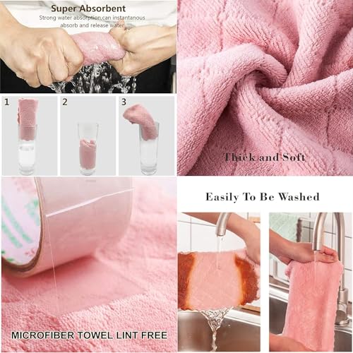 SAOYOAS 24 Pack Kitchen Cloth, Microfiber Dish Towels Washcloths, Super Absorbent Coral Velvet Dishtowels, Premium Cleaning Cloths,Non-Stick Oil Quick Dry Dish Towels, Soft Tea Towels, Table Cleaning Cloths. - Image 5