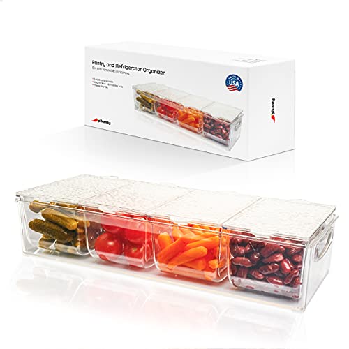Pikanty - Condiment Server with 4 Removable Containers and Lids - Ideal for Parties, BBQs, and Picnics, Dishwasher Safe, and Made in the USA - Image 1