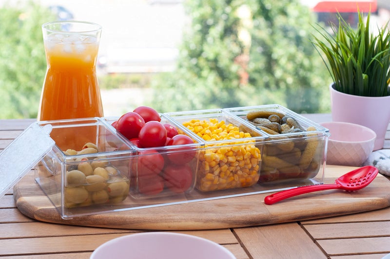 Pikanty - Condiment Server with 4 Removable Containers and Lids - Ideal for Parties, BBQs, and Picnics, Dishwasher Safe, and Made in the USA - Image 2