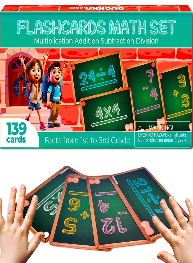 QUOKKA Math Flash Cards for Kids Ages 4-8 - Addition and Subtraction, Multiplication and Division Games for Kids 5-7 - 139 Double-Sided Flashcards for Studying - Image 1