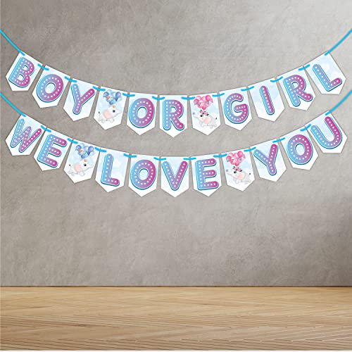 WOBBOX Baby Shower Combo of Party Props 30 Pcs & Boy Or Girl We Love You Bunting Banner, Mom to be Light Pink Sash, with Blue & Pink Foil Fringe, Baby Shower Decoration Item (Pack of 4) - Image 4