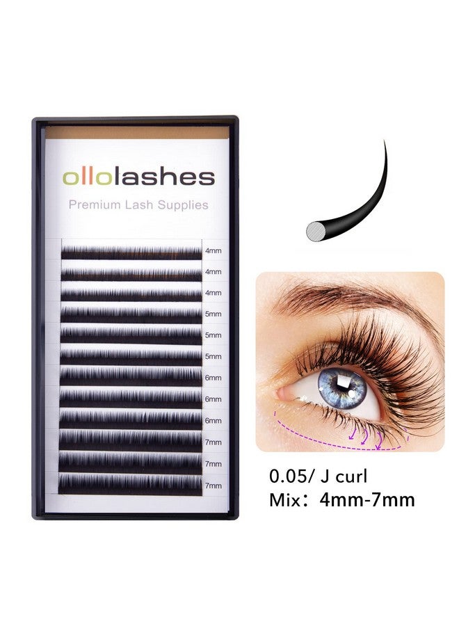 اولولاشز وصلات الرموش السفلية J Curl 0.05 مم Mix47Mm 4 مم 5 مم 6 مم 7 مم اللون الأسود ملحقات الرموش السفلية (Mix47Mm 0.05 J Curl) - Image 3