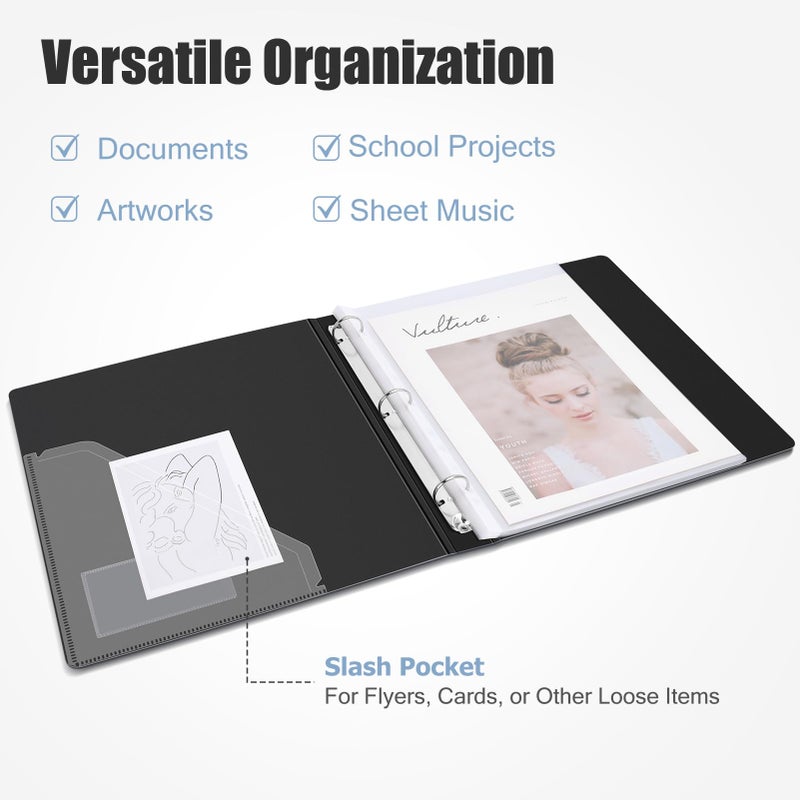Uquelic 50-Pocket Binder with Plastic Sleeves for Letter/A4 Size(11" x 8.5"), Document Binder Organizer for Papers, Certificates and Artwork, Colorful PP Divider Pages for Presentation - Image 4