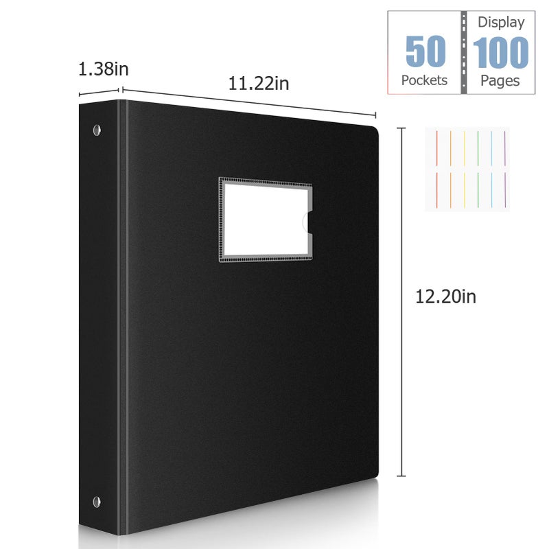 Uquelic 50-Pocket Binder with Plastic Sleeves for Letter/A4 Size(11" x 8.5"), Document Binder Organizer for Papers, Certificates and Artwork, Colorful PP Divider Pages for Presentation - Image 2