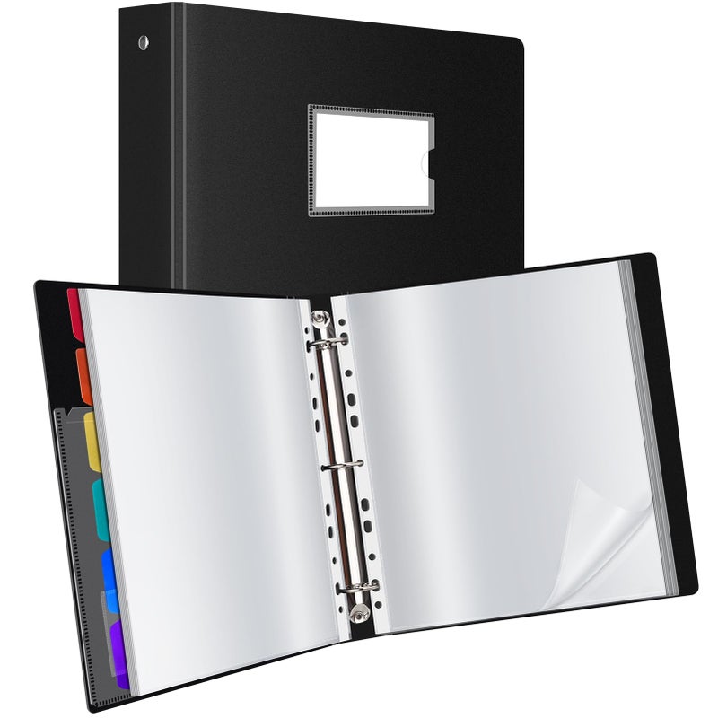 Uquelic 50-Pocket Binder with Plastic Sleeves for Letter/A4 Size(11" x 8.5"), Document Binder Organizer for Papers, Certificates and Artwork, Colorful PP Divider Pages for Presentation - Image 1