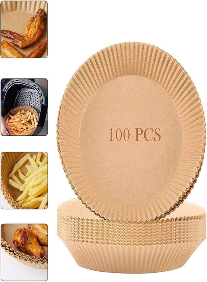 Air Fryer Disposable Paper Liner - 100Pcs Parchment Paper for Baking - Non-Stick Air Fryer Liners - Baking Paper for Air Fryer Oil-proof,Water-Proof - For Baking, Cooking, Roasting and Microwave