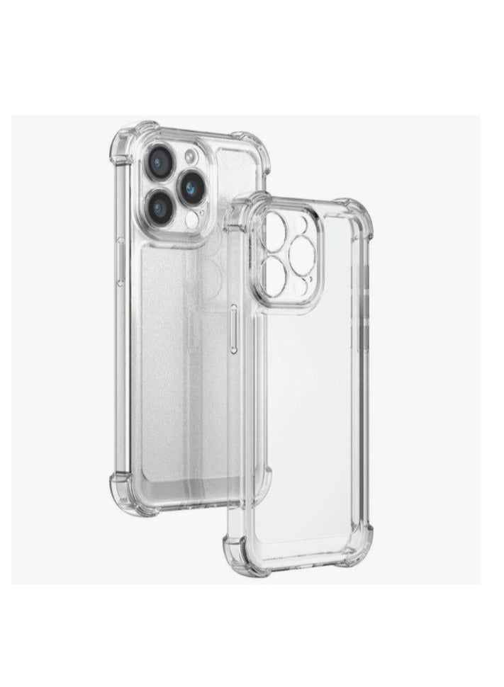iPhone 16 Pro Max Clear Case Luxury Four Corner Shock-Absorbing Crystal Transparent Phone Cover With Silver Buttons - Image 2