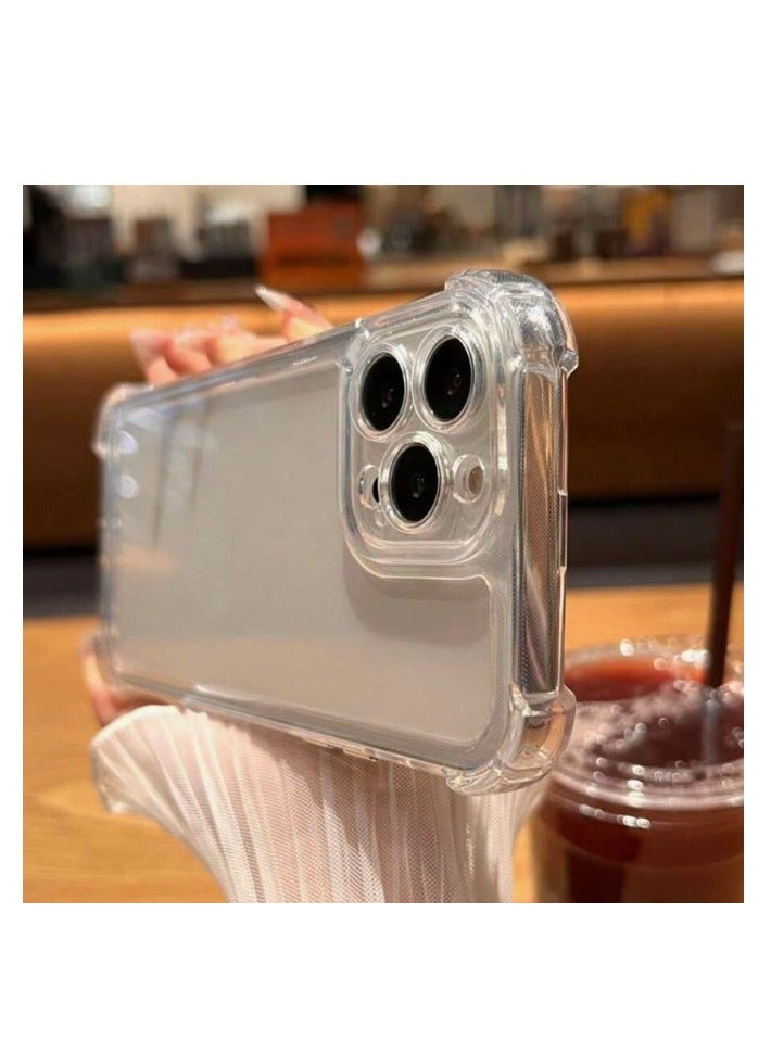 iPhone 16 Pro Max Clear Case Luxury Four Corner Shock-Absorbing Crystal Transparent Phone Cover With Silver Buttons - Image 3