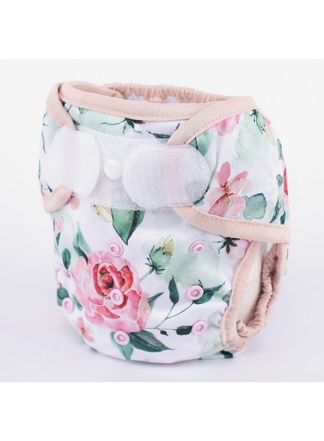 Sigzagor Baby Cloth Diaper Cover Nappy Hook and Loop Double Gusset 6.6lbs to 33lbs (Pink Roses) One Size - Image 1