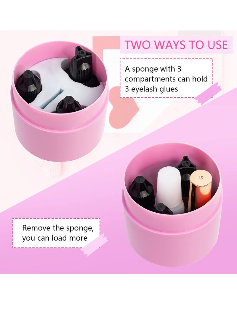 Eyelash Glue Storage Container Pink Sealing Extension Eyelash Glue Jar Storage Tank Eyelash Extensions Airtight Lash Glue Holder Tank Jar Adhesive Eyelash Extension Supplies Pink - Image 3