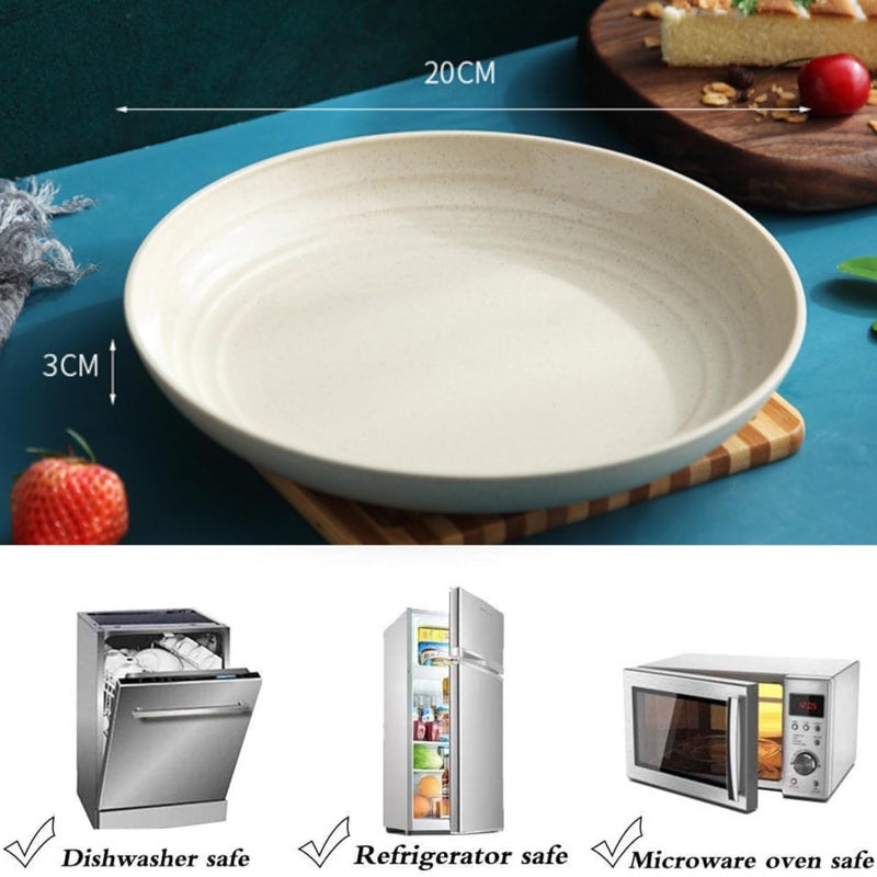 Trifecta Wheat Straw Plates, Unbreakable Dinner Deep Dish, 20 CM Serving Tray, Reusable Fruit/Dessert Plate, Lightweight Salad Plates for Restaturant/Kitchen Dishes Tray (8 PCs, 20 CM) - Image 5