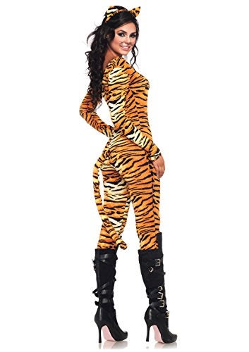 Leg Avenue womens - 2 Piece Wild Tigress Catsuit Set Sexy Tiger Bodysuit With Tail for Women Adult Sized Costumes, Orange/Black, Small Medium US - Image 3