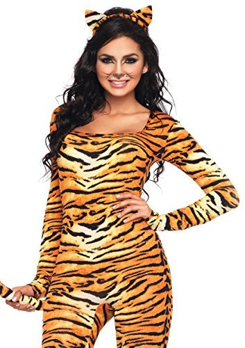 Leg Avenue womens - 2 Piece Wild Tigress Catsuit Set Sexy Tiger Bodysuit With Tail for Women Adult Sized Costumes, Orange/Black, Small Medium US - Image 4