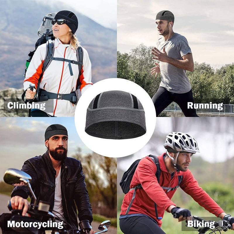 MELASA Skull Cap Helmet Liner Beanie, Cooling Mesh Cycling Running Hat for Men Women, Fits Under Helmets (Black & Digital Camo) - Image 5