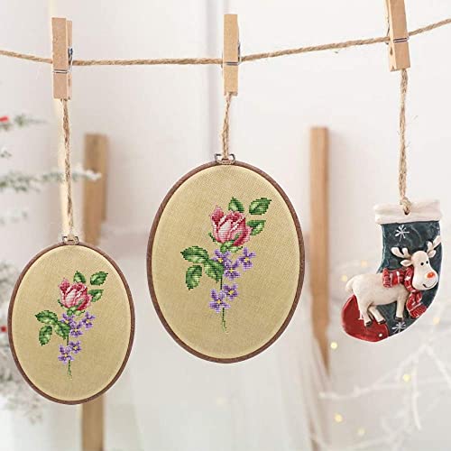 GuoFa Oval Embroidery Hoops 5PCS – 5 x 4 Inch Resin Imitation Wood Hoops for Cross Stitch, Sewing & Needlework – Vintage Decorative Frames for Crafts & Display - Image 3